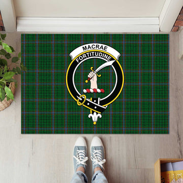 MacRae (McRae) Tartan Rubber Doormat with Family Crest