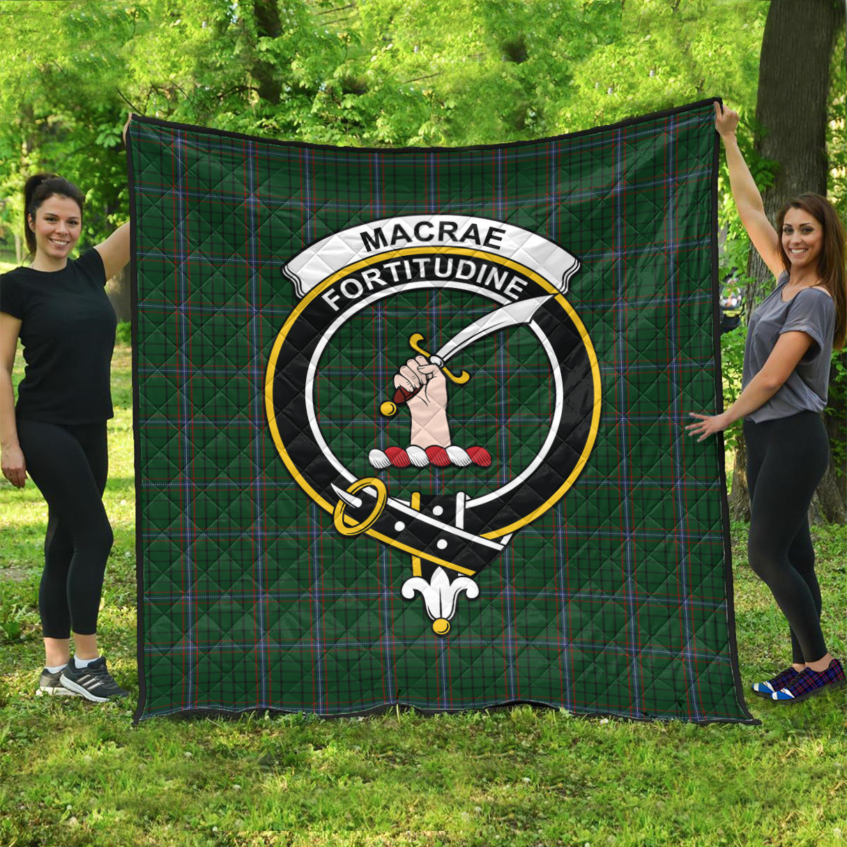 Macrae MacRae (McRae) Tartan Quilt with Family Crest