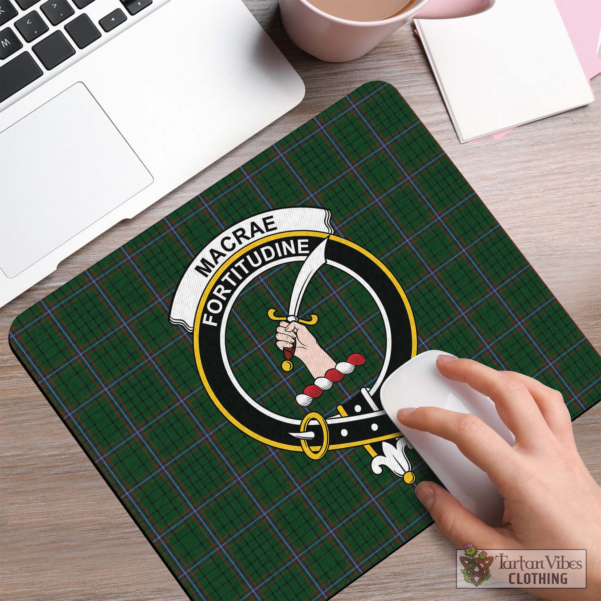 Tartan Vibes Clothing MacRae Tartan Mouse Pad with Family Crest