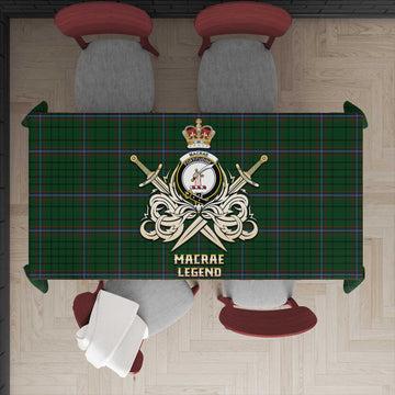 Tartan Vibes Clothing MacRae Tartan Tablecloth with Clan Crest and the Golden Sword of Courageous Legacy
