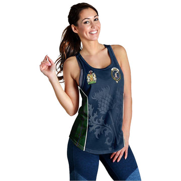 MacRae Tartan Women's Racerback Tanks with Family Crest and Scottish Thistle Vibes Sport Style