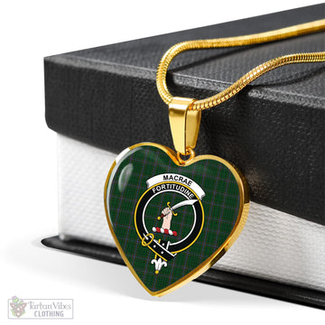 Tartan Vibes Clothing MacRae Tartan Heart Necklace with Family Crest