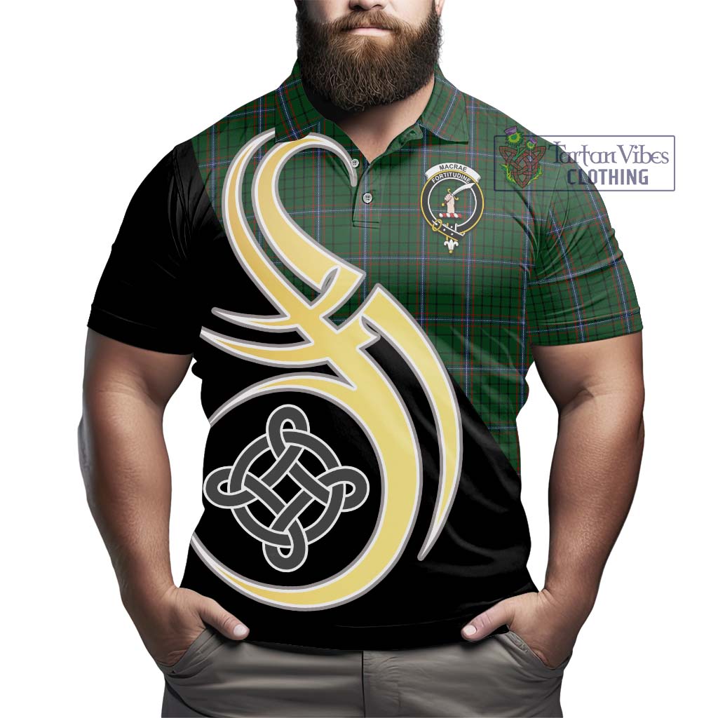 MacRae (McRae) Tartan Polo Shirt with Family Crest and Celtic Symbol Style - Tartan Vibes Clothing