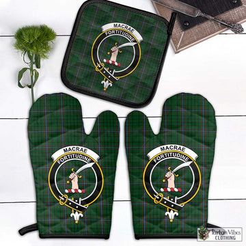 MacRae (McRae) Tartan Combo Oven Mitt & Pot-Holder with Family Crest Combo 1 Oven Mitt & 1 Pot-Holder Black - Tartan Vibes Clothing