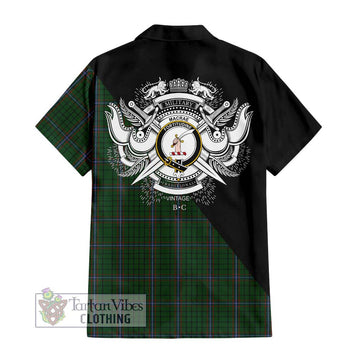 MacRae (McRae) Tartan Hawaiian Shirt with Family Crest and Military Logo Style