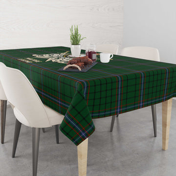 Tartan Vibes Clothing MacRae Tartan Tablecloth with Clan Crest and the Golden Sword of Courageous Legacy