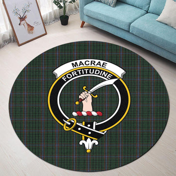 MacRae (McRae) Tartan Round Rug with Family Crest