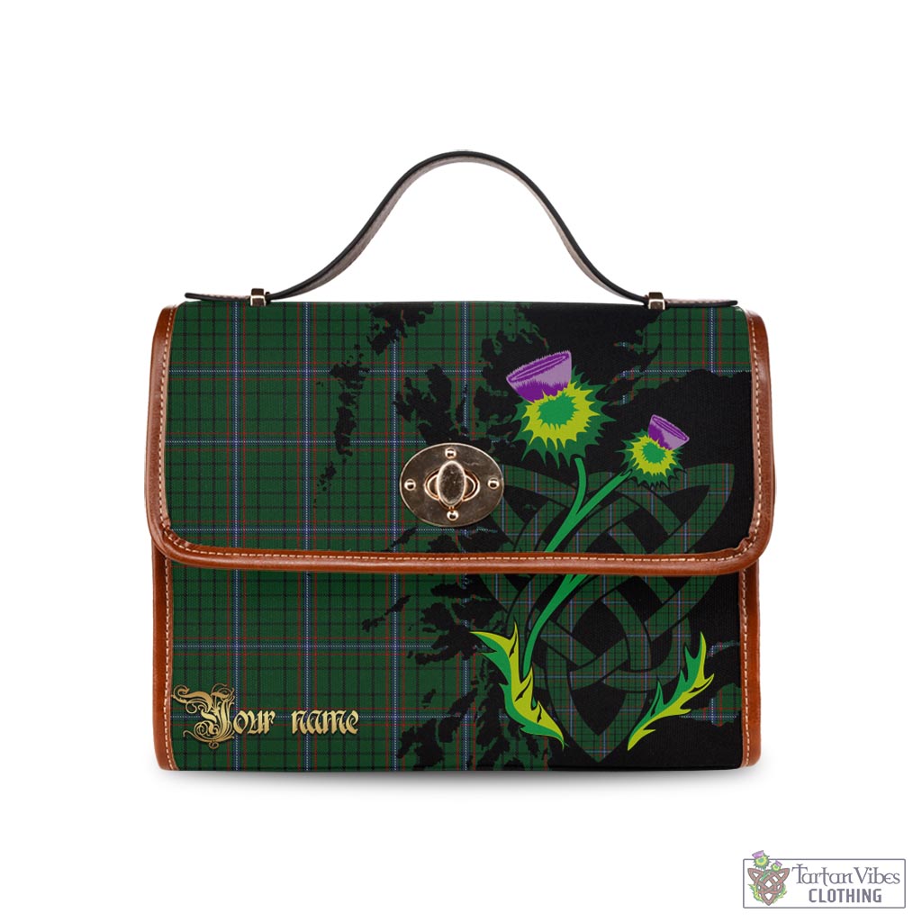 Tartan Vibes Clothing MacRae Tartan Waterproof Canvas Bag with Scotland Map and Thistle Celtic Accents