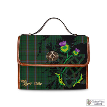 MacRae Tartan Waterproof Canvas Bag with Scotland Map and Thistle Celtic Accents
