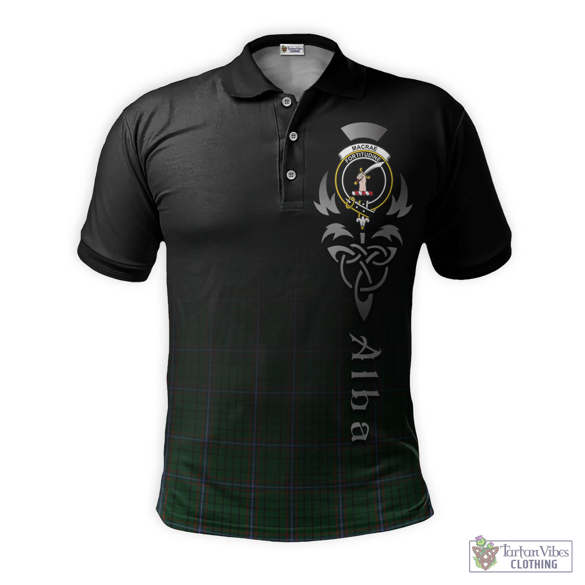 Tartan Vibes Clothing MacRae Tartan Polo Shirt Featuring Alba Gu Brath Family Crest Celtic Inspired