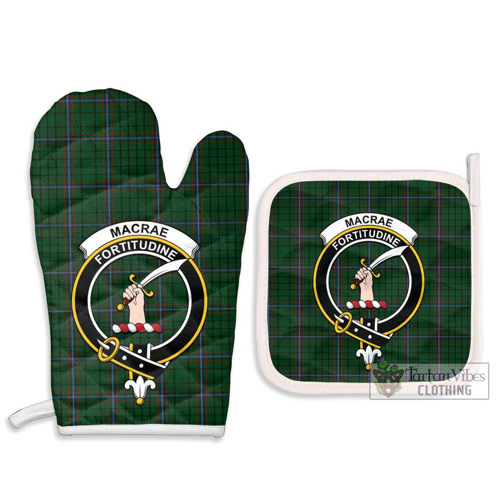 MacRae (McRae) Tartan Combo Oven Mitt & Pot-Holder with Family Crest Combo 1 Oven Mitt & 2 Pot-Holder White - Tartan Vibes Clothing