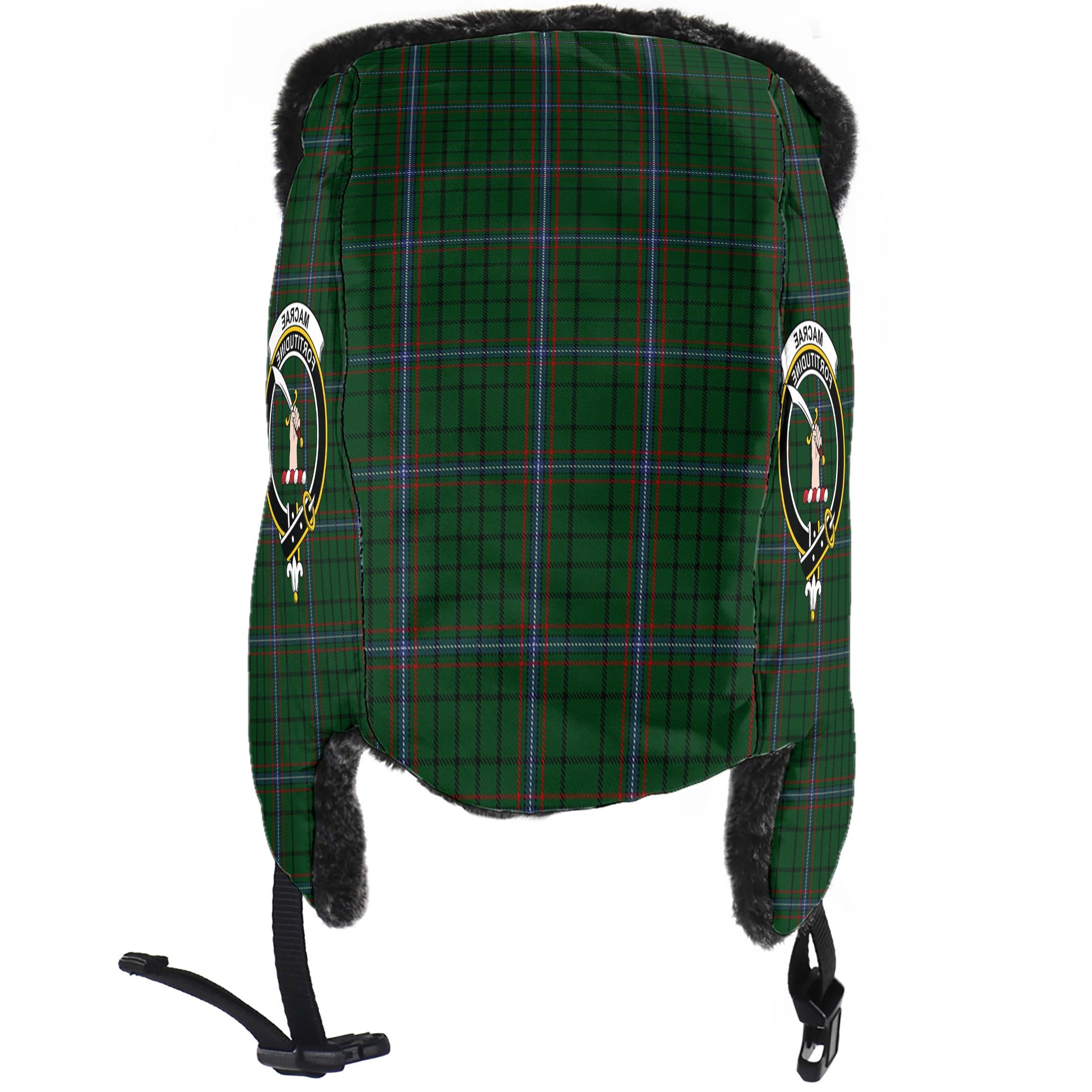 MacRae (McRae) Tartan Winter Trapper Hat with Family Crest - Tartan Vibes Clothing
