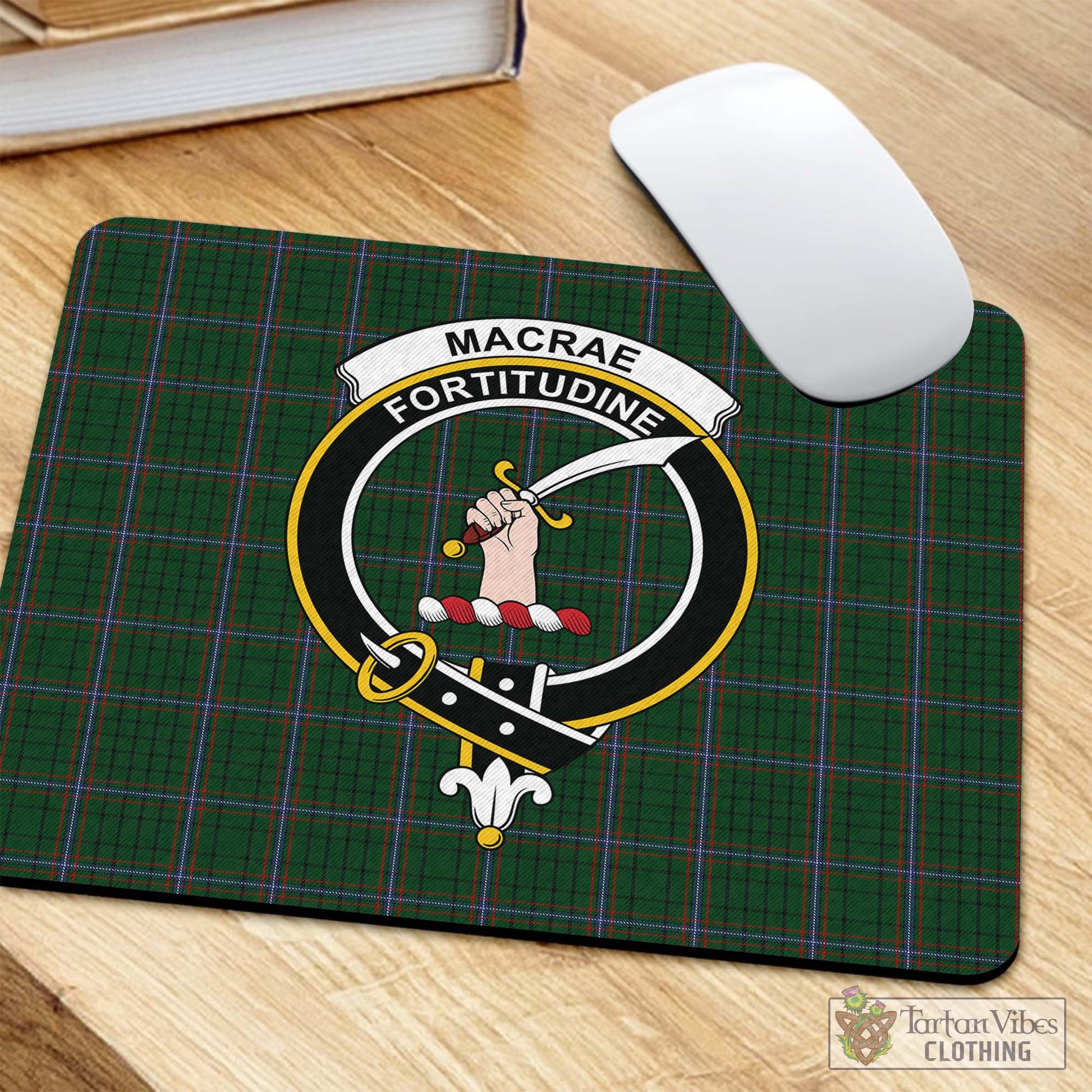 Tartan Vibes Clothing MacRae Tartan Mouse Pad with Family Crest