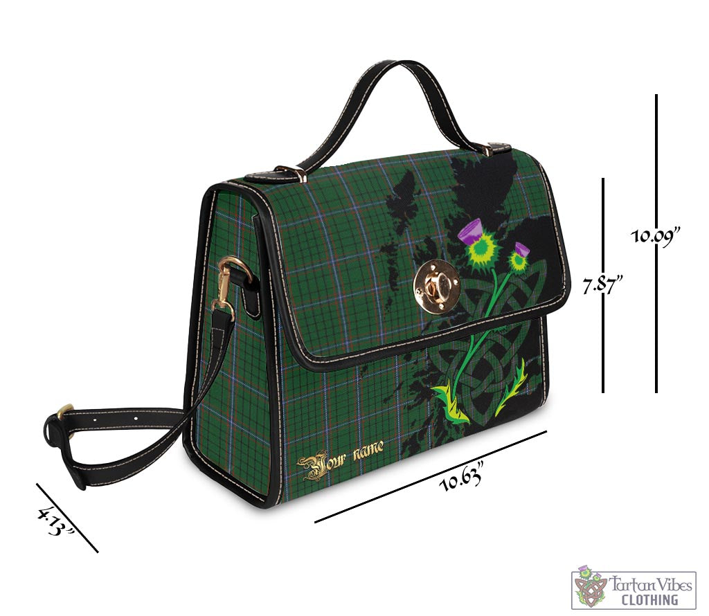 Tartan Vibes Clothing MacRae Tartan Waterproof Canvas Bag with Scotland Map and Thistle Celtic Accents