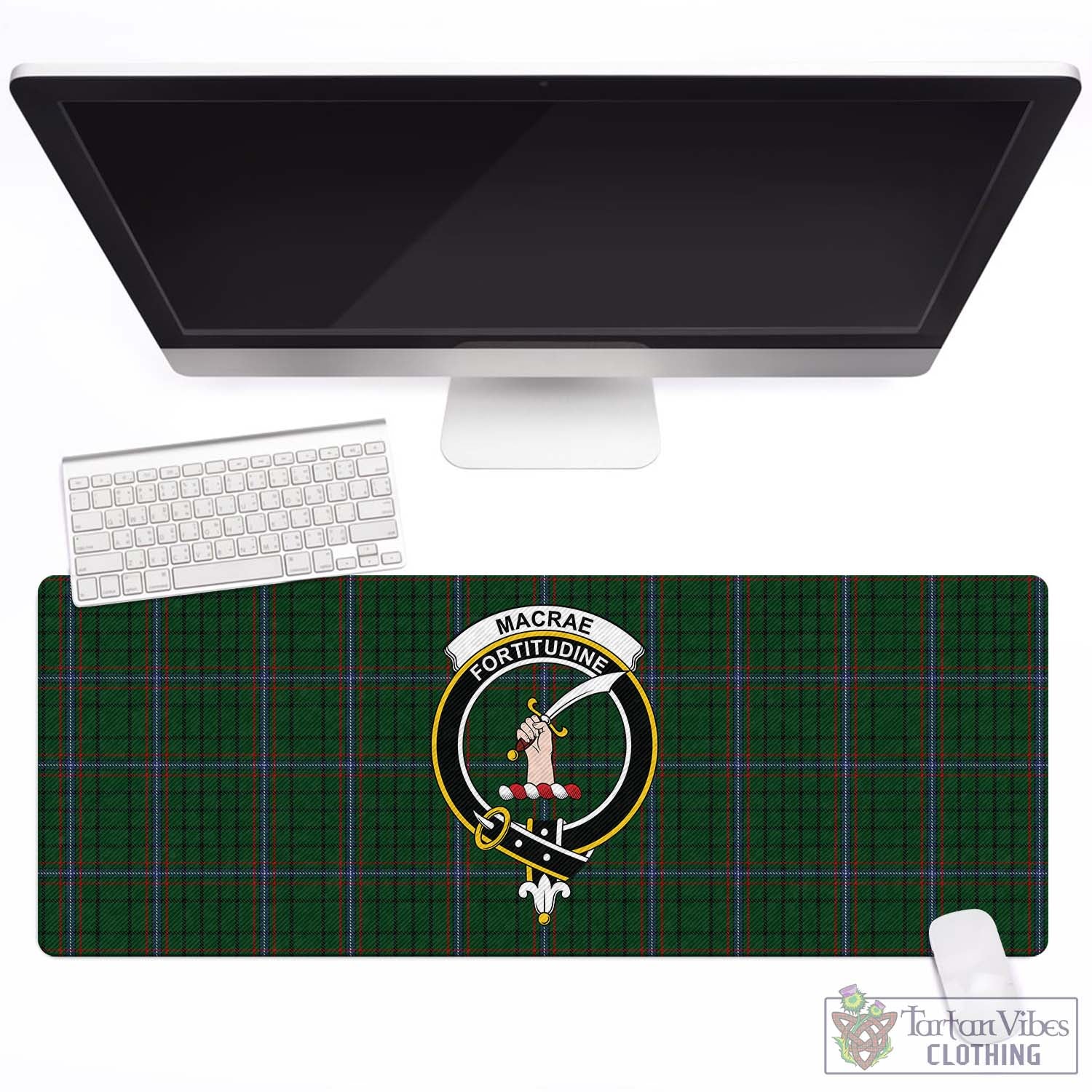 Tartan Vibes Clothing MacRae Tartan Mouse Pad with Family Crest