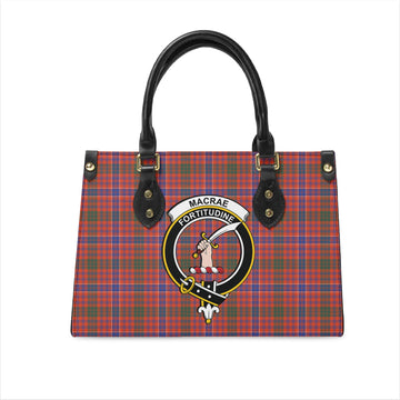 MacRae Ancient Tartan Leather Bag with Family Crest