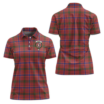 MacRae Ancient Tartan Polo Shirt with Family Crest For Women