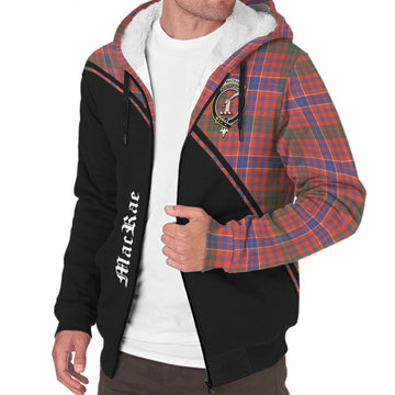 MacRae Ancient Tartan Sherpa Hoodie with Family Crest Curve Style