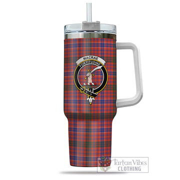 MacRae Ancient Tartan and Family Crest Tumbler with Handle
