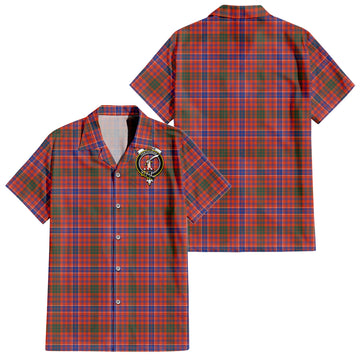 MacRae Ancient Tartan Short Sleeve Button Down Shirt with Family Crest