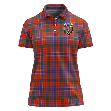 MacRae Ancient Tartan Polo Shirt with Family Crest For Women