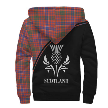 MacRae Ancient Tartan Sherpa Hoodie with Family Crest Curve Style