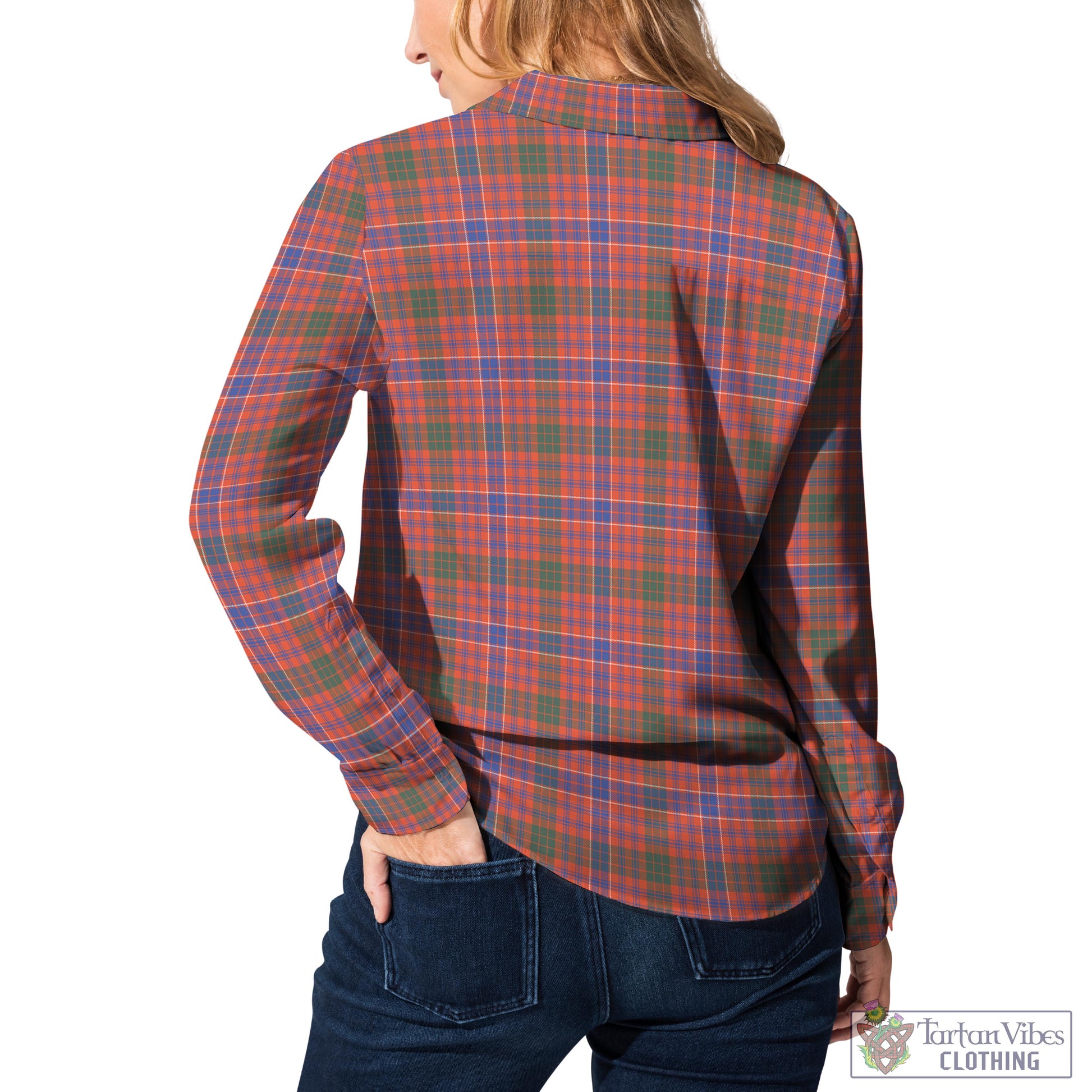Tartan Vibes Clothing MacRae Ancient Tartan Womens Casual Shirt with Family Crest