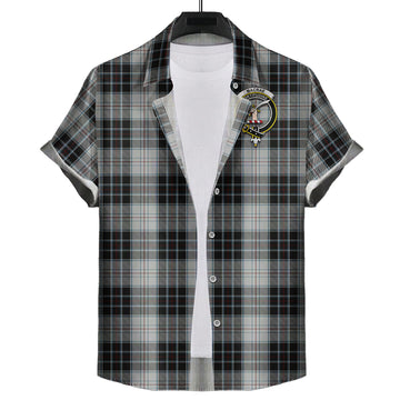 MacRae Dress Tartan Short Sleeve Button Down Shirt with Family Crest