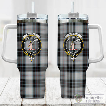 MacRae Dress Tartan and Family Crest Tumbler with Handle