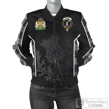 MacRae Dress Tartan Bomber Jacket with Family Crest and Scottish Thistle Vibes Sport Style