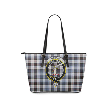 MacRae Dress Modern Tartan Leather Tote Bag with Family Crest