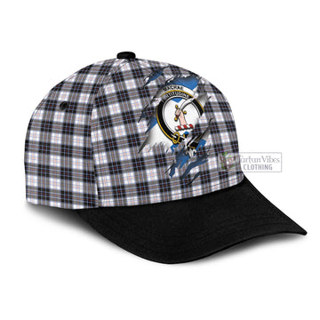 MacRae Dress Modern Tartan Classic Cap with Family Crest In Me Style