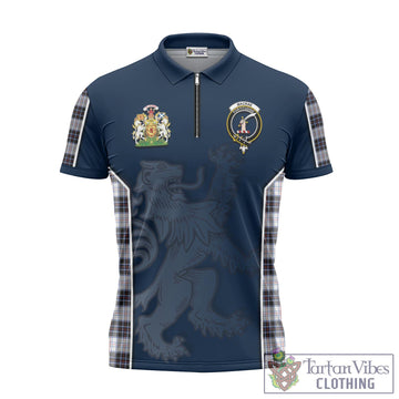 MacRae Dress Modern Tartan Zipper Polo Shirt with Family Crest and Lion Rampant Vibes Sport Style