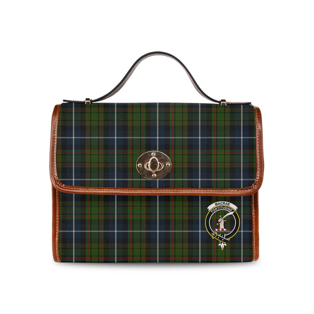 macrae-hunting-tartan-leather-strap-waterproof-canvas-bag-with-family-crest