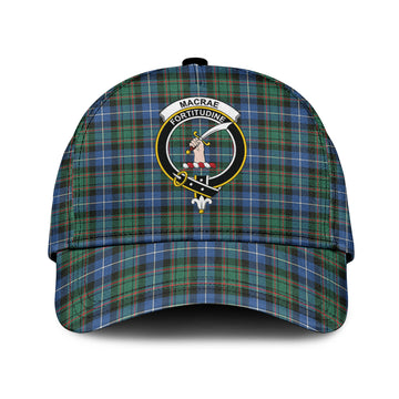 MacRae Hunting Ancient Tartan Classic Cap with Family Crest