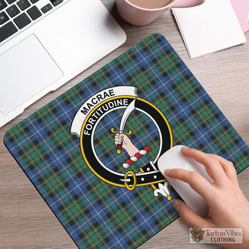MacRae Hunting Ancient Tartan Mouse Pad with Family Crest