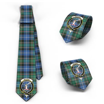 MacRae Hunting Ancient Tartan Classic Necktie with Family Crest