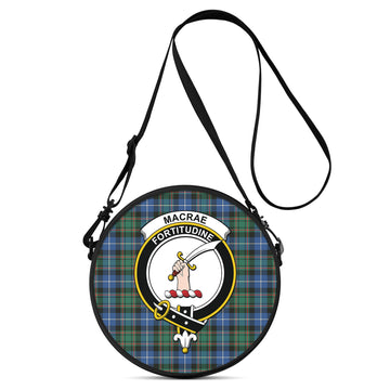 MacRae Hunting Ancient Tartan Round Satchel Bags with Family Crest