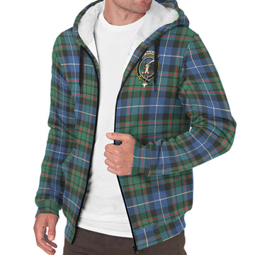 MacRae Hunting Ancient Tartan Sherpa Hoodie with Family Crest