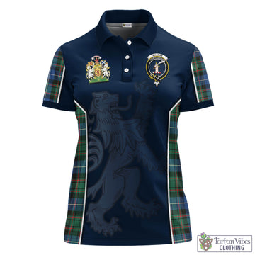 MacRae Hunting Ancient Tartan Women's Polo Shirt with Family Crest and Lion Rampant Vibes Sport Style