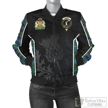 MacRae Hunting Ancient Tartan Bomber Jacket with Family Crest and Scottish Thistle Vibes Sport Style