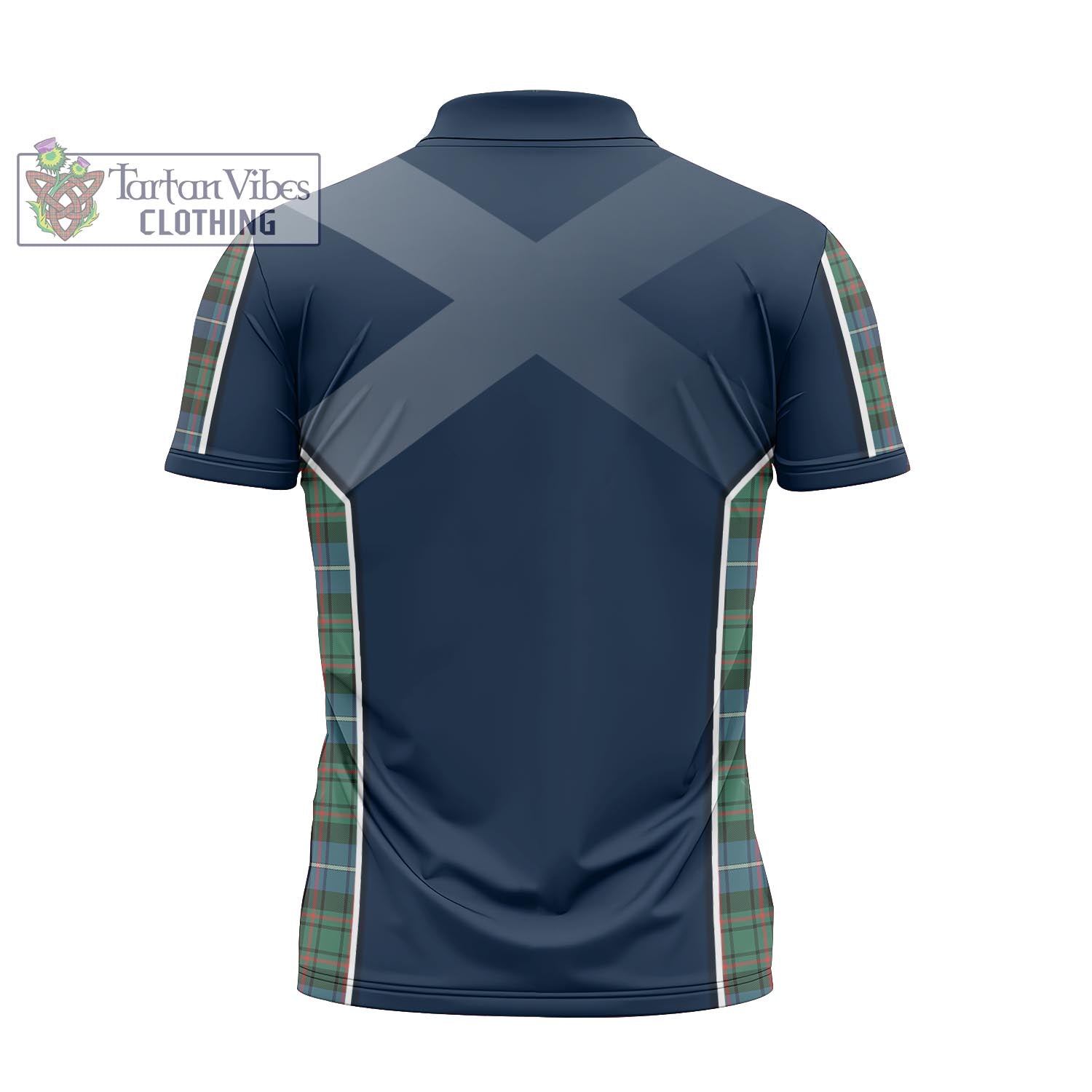 Tartan Vibes Clothing MacRae Hunting Ancient Tartan Zipper Polo Shirt with Family Crest and Scottish Thistle Vibes Sport Style