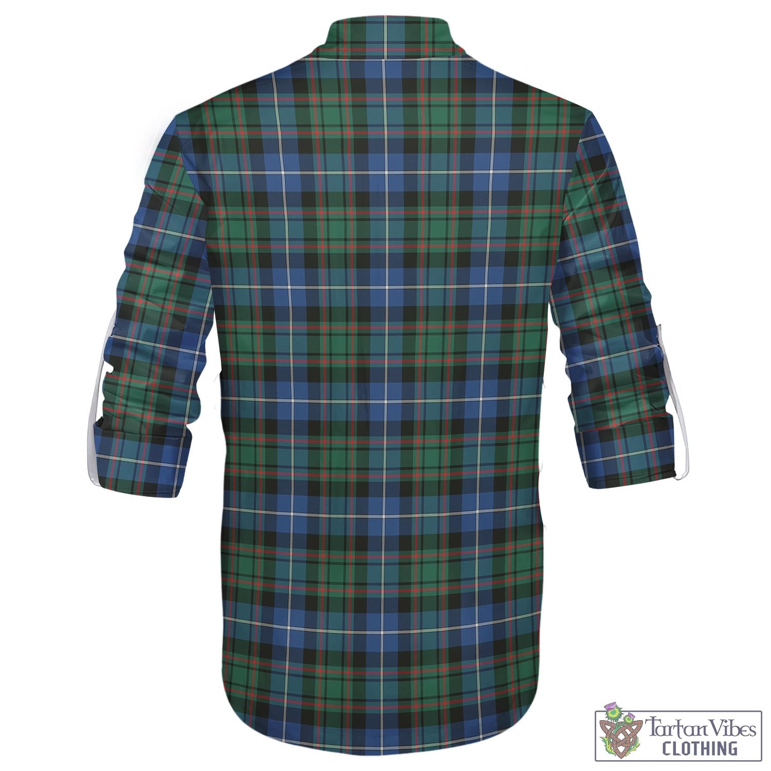 Tartan Vibes Clothing MacRae Hunting Ancient Tartan Men's Scottish Traditional Jacobite Ghillie Kilt Shirt with Family Crest