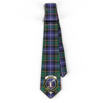 MacRae Hunting Modern Tartan Classic Necktie with Family Crest