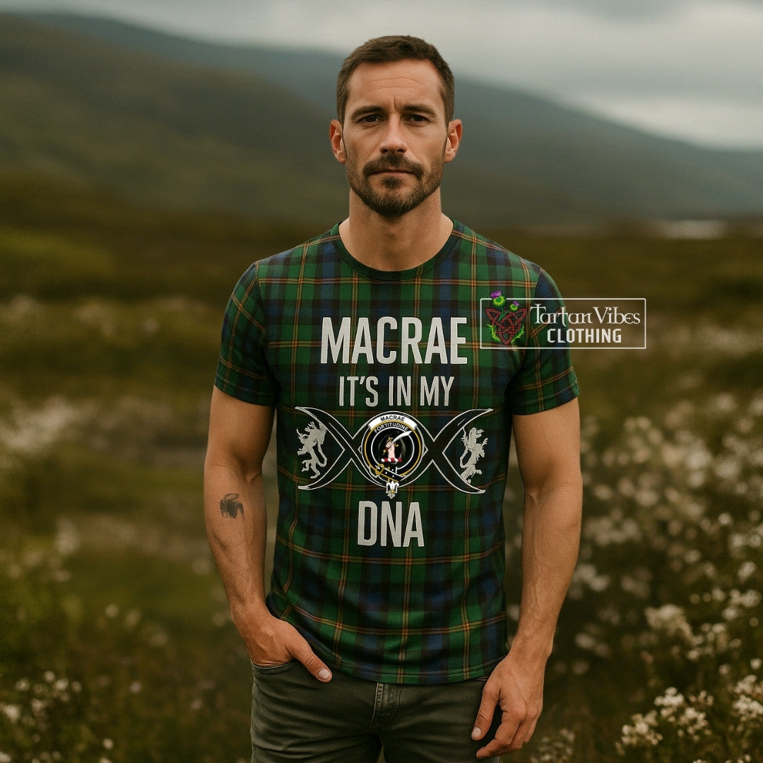 MacRae Hunting Tartan T-Shirt with Family Crest DNA In Me Style