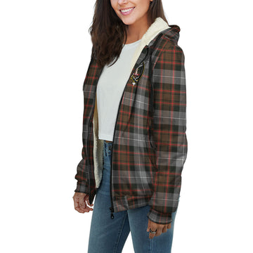 MacRae Hunting Weathered Tartan Sherpa Hoodie with Family Crest