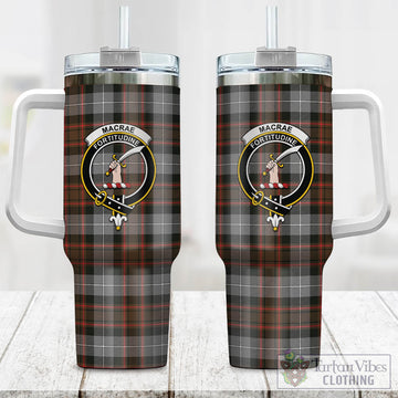 MacRae Hunting Weathered Tartan and Family Crest Tumbler with Handle