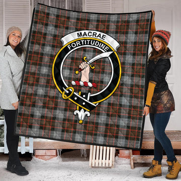 MacRae Hunting Weathered Tartan Quilt with Family Crest