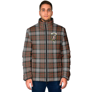 MacRae Hunting Weathered Tartan Padded Jacket with Family Crest