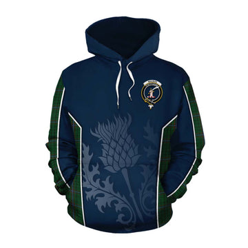 MacRae (McRae) Tartan Cotton Hoodie with Family Crest and Scottish Thistle Vibes Sport Style